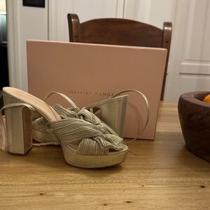 Loeffler Randall Metallic Gold Heeled Mules